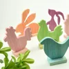 BSCI FSC Gifts Crafts craft wood cutter Decorative Easter Spring cock rabbit rooster wood laser cut animal