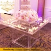 Square shape design event furniture modern acrylic wedding cake table