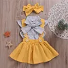 Fashion children clothes sets Dot print big bow tops + suspender skirt 2pcs kid girl clothing sets