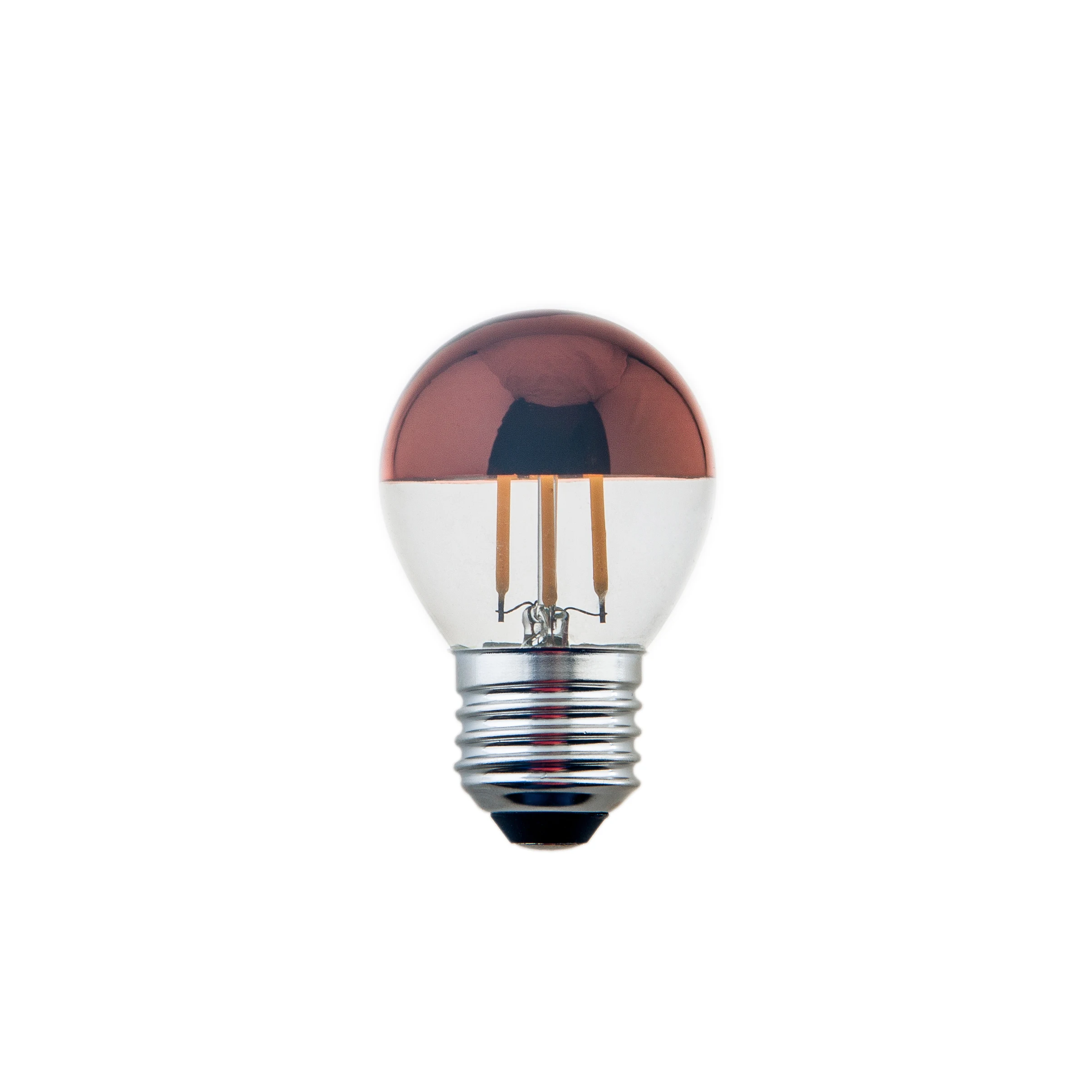 half gold G45 Edison Globe LED Bulb 4W,Silvering Tipped Vintage LED Filament Light Bulb E26 Candelabra Base Lamp 40 Watt Equ