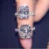 Luxury 1.5ct Big Square Cut Sparkling AAA Zircon Round CZ Wedding Rings for Women 925 Sterling Silver Brides Jewelry brincos