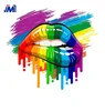 Rainbow colorful cool sexy lip PU vinyl wholesale