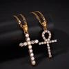 New Hot Selling Pave Zircon Ankh Cross Pendant Set