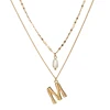Statement Gold Letter Initial M With Baroque Pearl Choker Layer Necklace