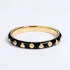 Enamel jewelry factory gold plated 925 silver black spade eternity ring