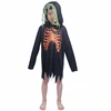 Halloween scary skeleton costumes hoodie suit for kids