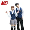 Design vest student waistcoat trousers/short skirts school uniform with stripe tie