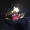 18k gold 0.25ct natural red oval facetted cut ruby South Africa real diamond star ring for female