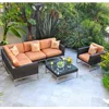 Modern Outdoor Metal Frame Wicker Woven Club Seating Set 7 Pieces Sofa Furniture