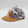 Manufacturer 6 Panel Sun Child Snapback Cap,Custom Print Baby Child UV Hat,Brown Leather Flat Brim SnapBack Hat For Infant
