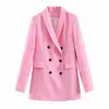 Pink color long sleeve jacket women workwear formal blazer