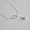 S925 sterling silver simple fresh cute kitten bell student necklace FSN143