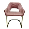 Comfortable Cushion Armless Gold Stainless Steel Legs Dining Chair