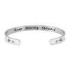 Stainless Steel Bangle Positive Inspirational KEEP MOVING FORWARD Cuff Bracelets Mantra Bracelets Bangles for Women Gift