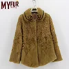 Wholesale New Style Winter Wool Spliced Mink Fur Coat With Mink Collar