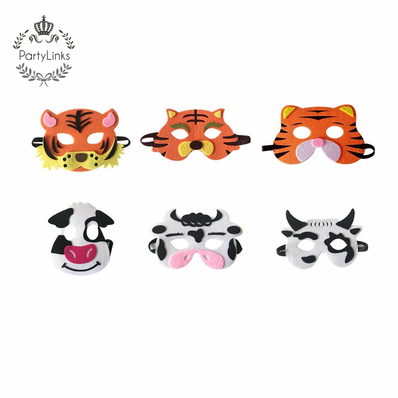 Safari Jungle Kids Birthday Halloween Party Favors Toys Cartoon Animal Felt Mask