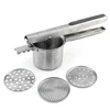 Metal Stainless Steel Kitchen Tool 3 Large Interchangeable Discs Potato Press Mashed Potatoes Maker Manual Potato Ricer