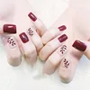ZK-AN257 Cheaper Price Green Leaf Design and Red Pure Color Long Lasting UV Coating Artificial Nails