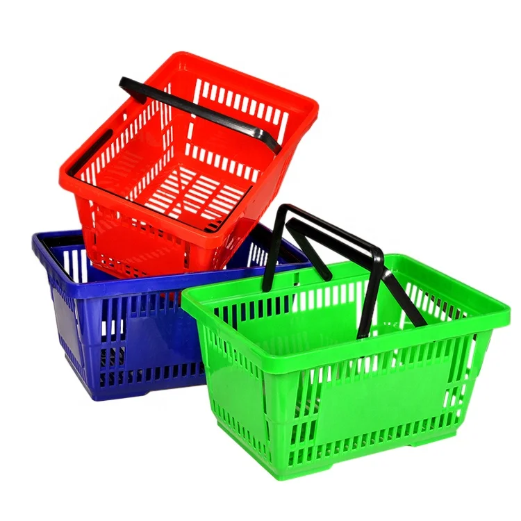Popular Grocery Store Shopping Basket Supermarket Plastic Handle