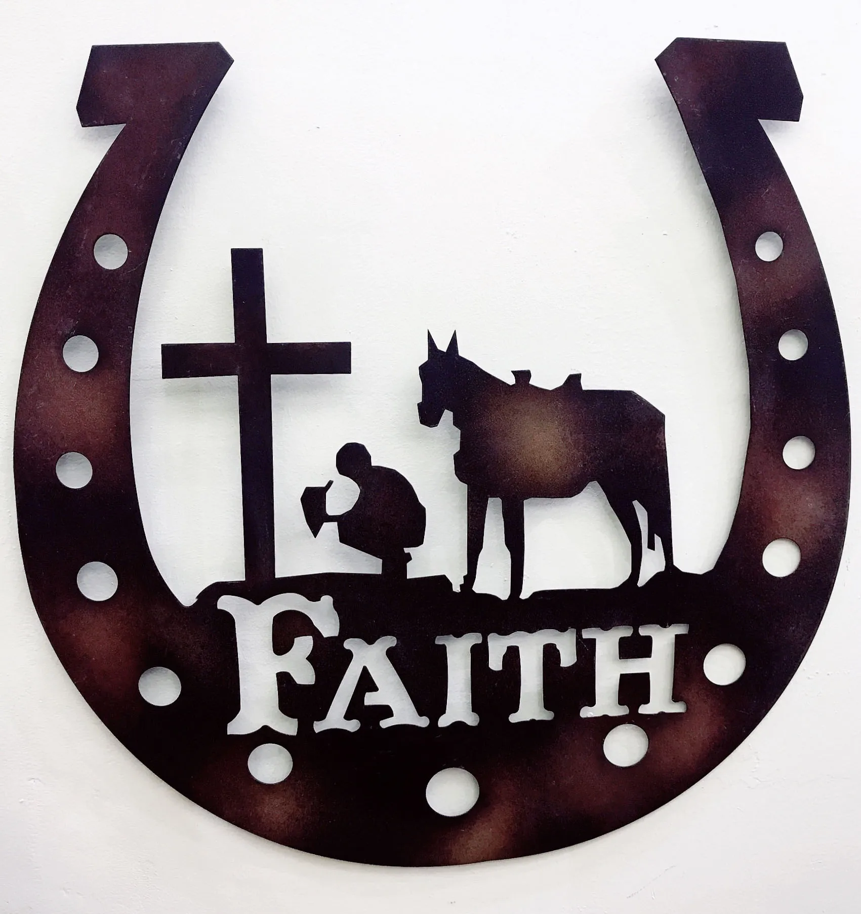 
Laser cutting piece rustic iron metal soldier faith wall decor 