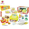 Funny plastic supermarket cash register toy for kids with sound and light