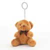 So cute small teddy bear keychain mini plush bear keychain wholesale plush soft teddy bear with silk ribbon for decoration