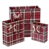 Wholesale Business Classic Dark Red Coffee Brown Plaid Gift Bag Cardboard Recycled Paper Bag