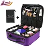Portable Travel Makeup Cosmetic Case Organizer Mini Makeup Train Case with Adjustable Dividers for Makeup Brushes (Purple)