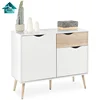 Solid legs Sideboard Scandinavian Nordic Style White and Light Oak Effect