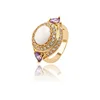 13749 Wholesale elegant ladies jewelry oval shaped opal double layer paved finger ring