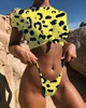 New Arrival Explosive Knotted Split Two Piece Set Swimsuit Short Sleeve Sports Snake Bikini African Print High Cut Swimwear