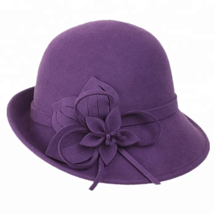 Vintage Felt Cloche Bucket Bowler Hat - Winter Women