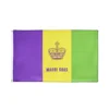 high quality promotional 3x5ft polyester Mardi Gras Crown King Queen Flag