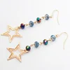 Rosary Beaded Chain with Star Hoop Dangle Earrings