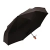 Top Quality Best Supplier Strong Double Layer 10 Fiberglass Ribs Auto Open Close 3 Folding Umbrella Handle Wood With Zip Case