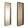 Contemporary Brushed Black Metal Framed Rounded Corner Deep Set Wall Rectangle Mirror Horizontal or Vertical Design