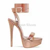 Fashion ladies platform sandals crossover diamond studded buckle ankle straps summer shoes for women with stiletto heels