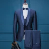 APHACATOP OEM Royal Blue 3 Piece Design Suit Wedding Coat Pant Men