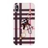 For iPhone xs max Case, Lovely Cute Grid Plush Ball TPU Phone Case Bear Doll Pendent Case Hand catenary