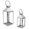 Glass Silver Large Hanging Square Garden Stainless Steel Lantern