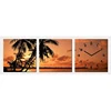 coconut palm fashion wall decoration,landscape handmade clock, canvas framed wall clock