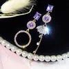 2019 Wholesale Trend Rhinestone Fashion Elegant Long dangle ASYMMETRIC EARRINGS Rhinestone Long Earrings