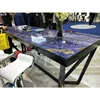 Fashional Design Chinese Supplier Blue Exotic Stone Marble Top Dining Table Sets