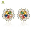 European fashion jewellery 18k gold pave setting 6 colors cz stud vintage indian earring