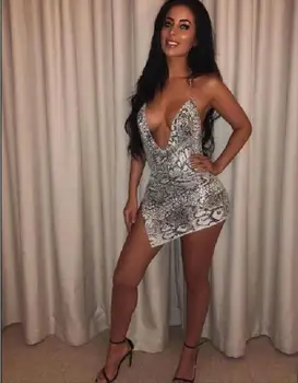 deep v neck club dress