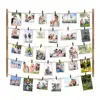 30 Clips Multi Pictures Organizer & Hanging Photo Display Frames with Adjustable Twine