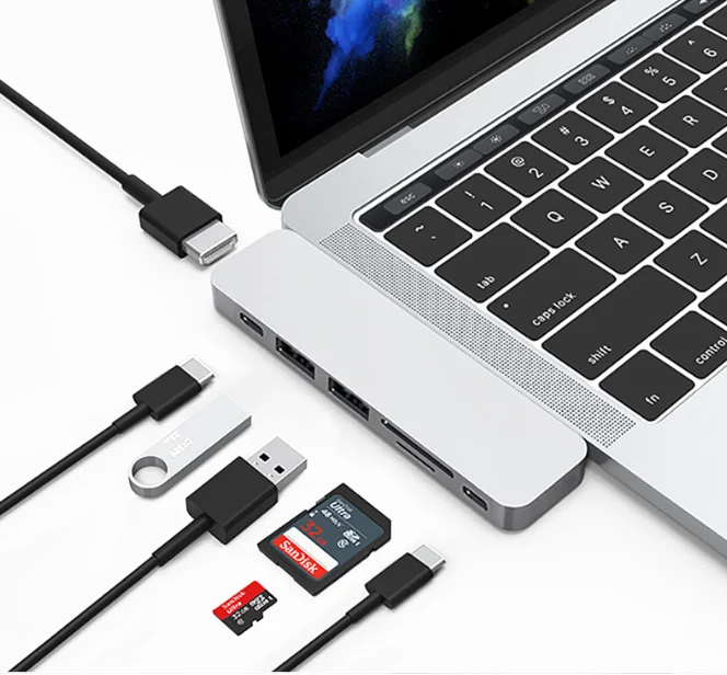 7 IN 2 HUB Thunderbolt 3 4K For Macbook Pro & Air USB C HUB