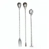 12 Inches Stainless Steel Mixing Spiral Pattern Cocktail Shaker Stirring Bartender Stir Long Stick Bar Spoon