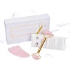 Noiseless upscale royal diamante diamond studded pink rose quartz massager jade roller with banal box for women