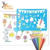 Custom party cake drawing stencil template for girl